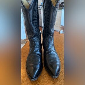 Tony Lama Men's 10D Black Western Cowboy Boots Pointed Toe Leather USA Made